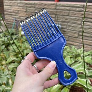 Vintage XL Lift Comb Hair‎ Pick Handle Retro USA  Royal Blue Purse Pocket